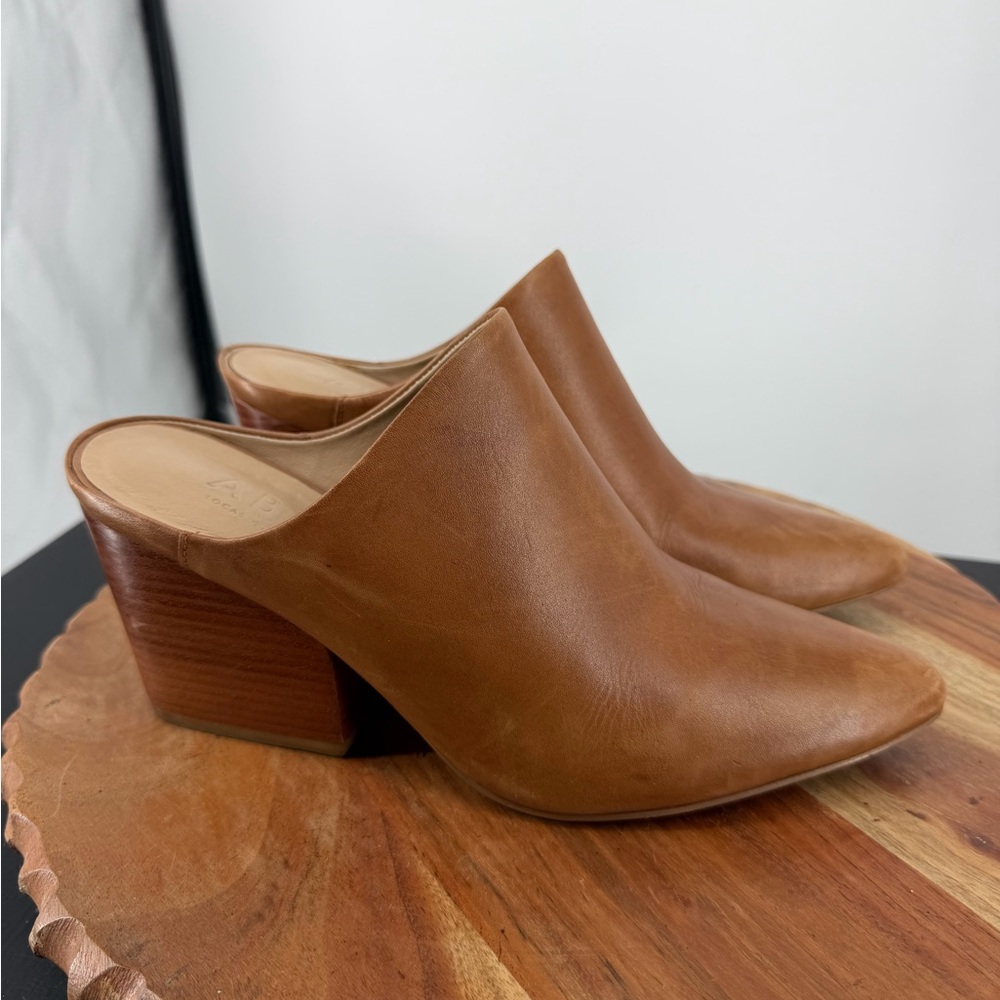 ABLE Rojas leather heeled‎ mule in cognac sz 8.5